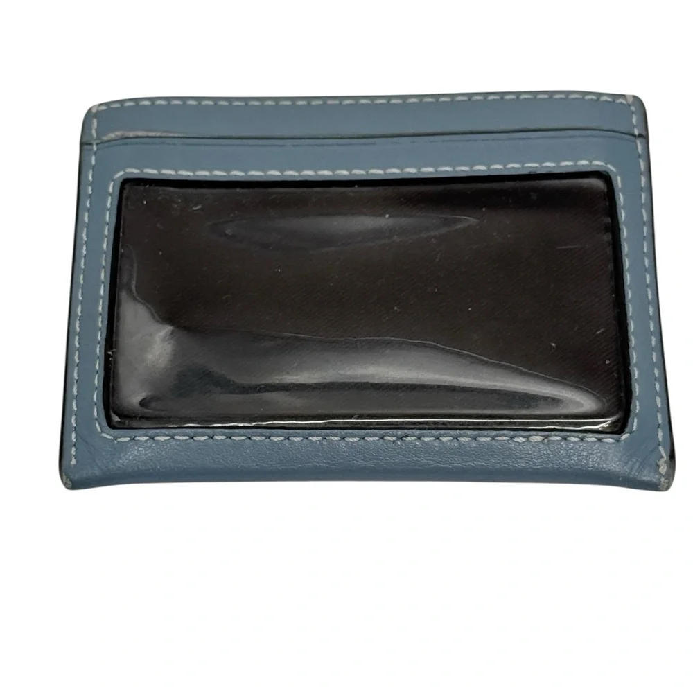 Coach Sky Blue Leather Card Holder slim id card case